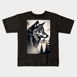 Wolf Silhouette 2 Kids T-Shirt